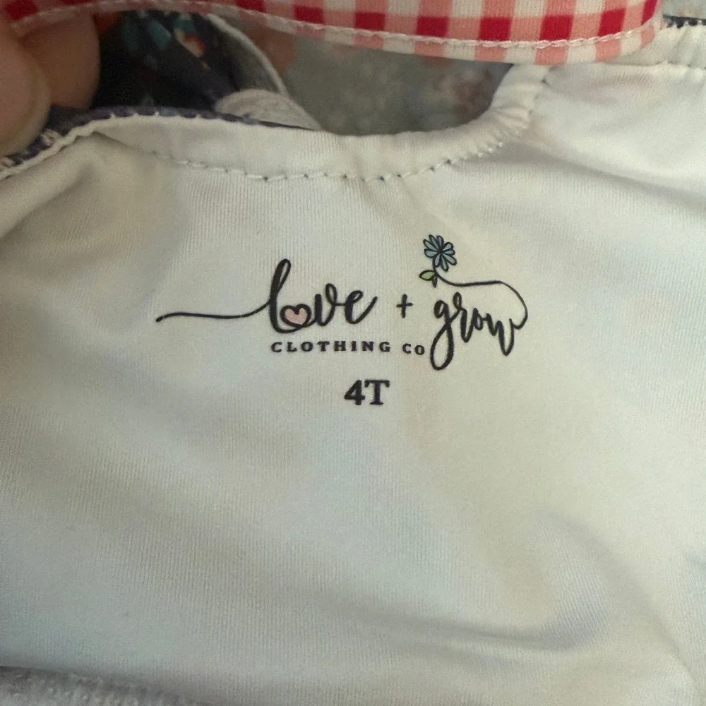 Love‎ & Grow Clothing Co Girls 4T Tankini Swimsuit Eyelet Ruffle Patriotic Beach
